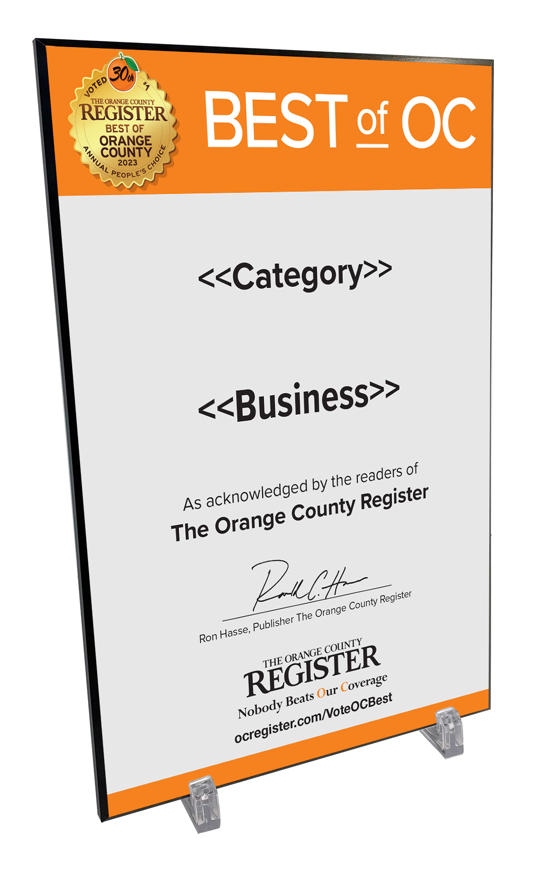 Best Of Orange County Award - Modern Hardi-plaque