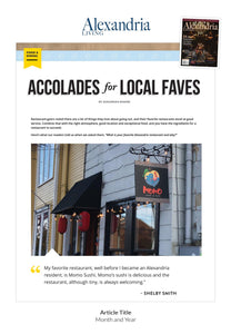 Alexandria Living Magazine Restaurant Faves Reprint by NewsKeepsake
