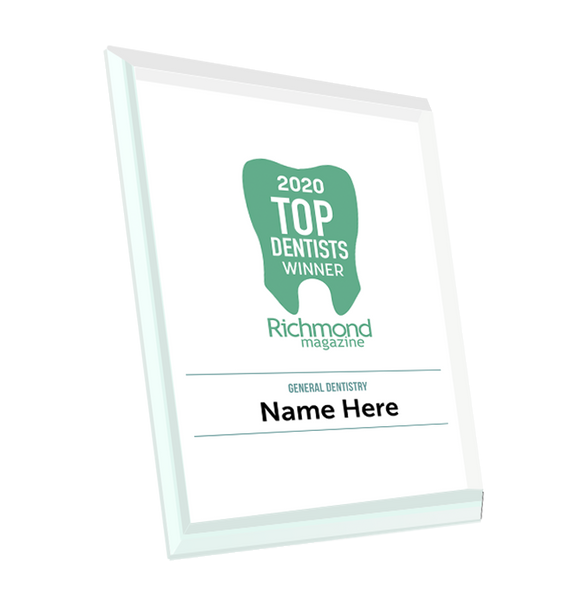 Richmond Magazine "Top Dentists" Logo Award Glass Plaque by NewsKeepsake