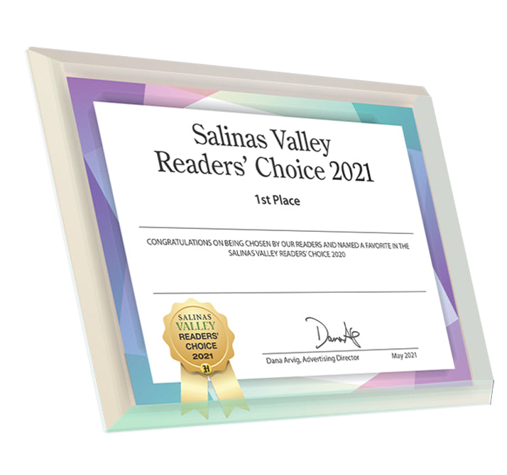 Monterey Herald Salinas Readers' Choice Award - Crystal Plaque