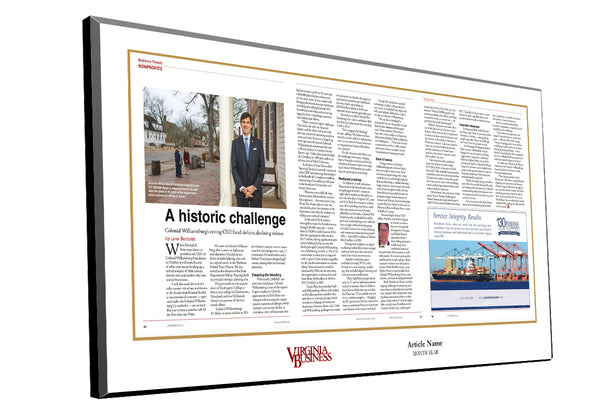 Virginia Business Cover / Article Plaque by NewsKeepsake