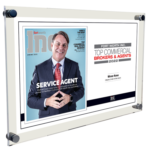 Fort Worth Inc. Top Commercial Brokers & Agents Award Spread Acrylic Plaques