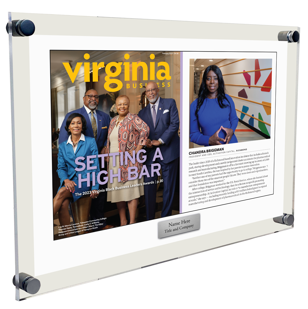 Virginia Business Black Business Leaders Cover with Profile Plaque - Acrylic Standoff