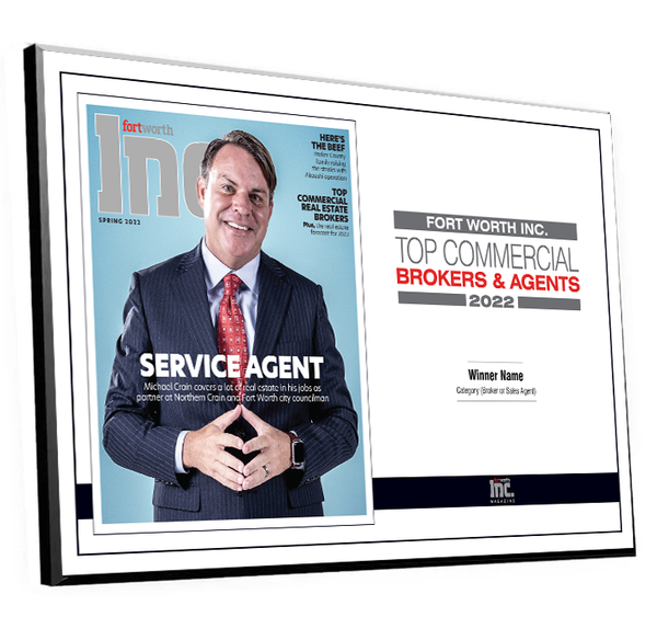 Fort Worth Inc. Top Commercial Brokers & Agents Award Spread Melamine Plaques