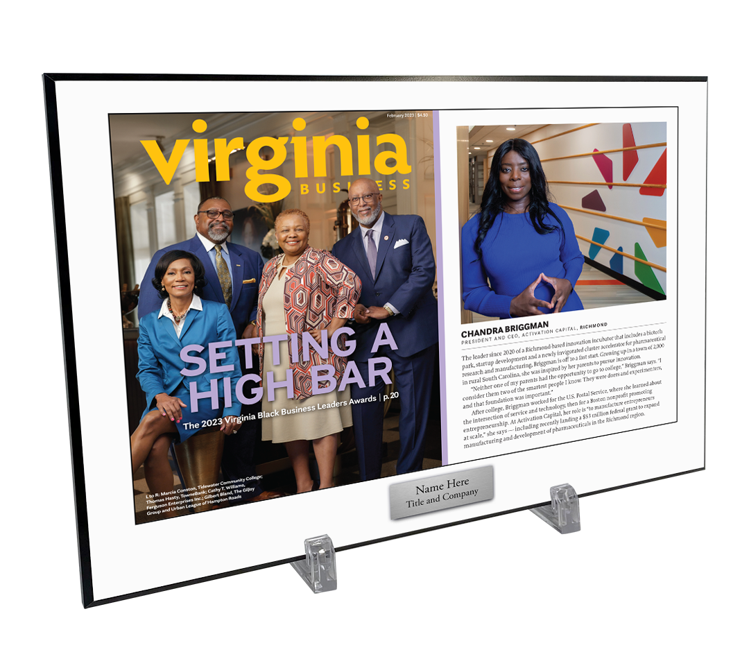 Virginia Business Black Business Leaders Cover with Profile - Modern Wood Mount