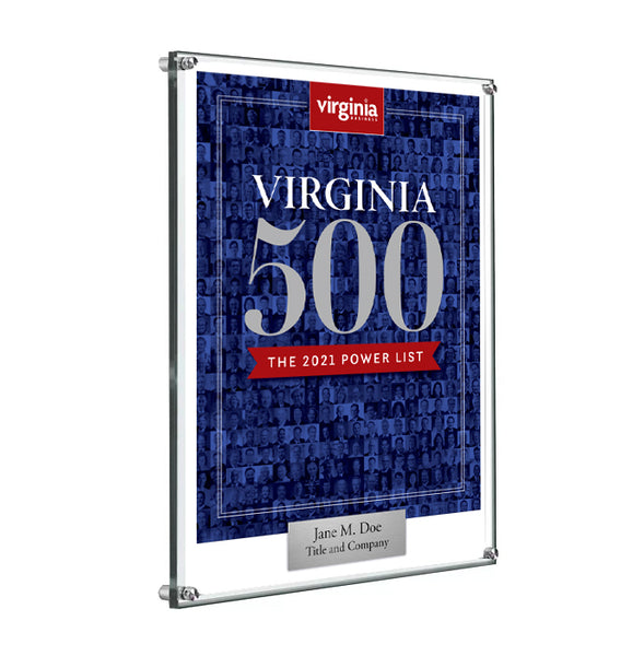 Virginia 500 Cover Award Plaque - Acrylic Standoff