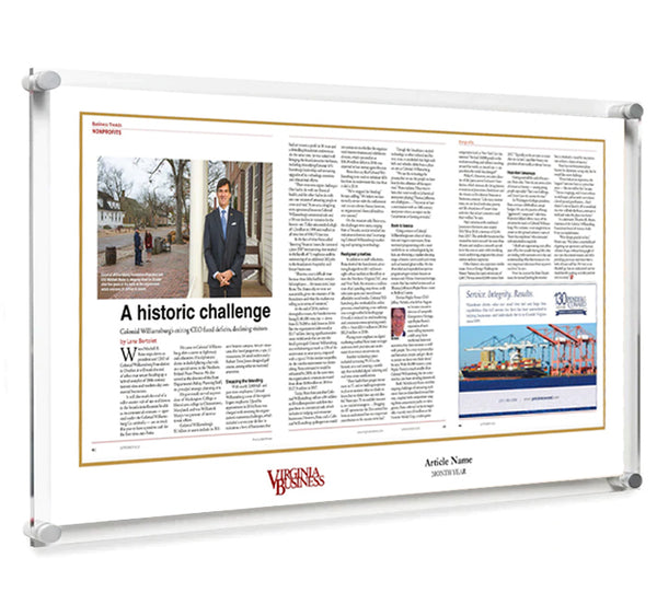 Virginia Business Cover / Article - Acrylic Standoff Plaque