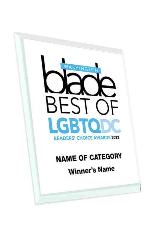 Washington Blade Best of LGBTQ DC Award - Crystal Glass Plaque