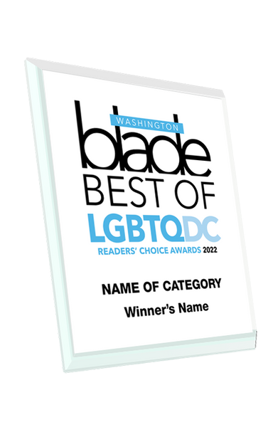 Washington Blade Best of LGBTQ DC Award - Crystal Glass Plaque