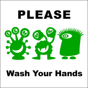 Please Wash Your Hands Bathroom Sign with Green Germs by NewsKeepsake