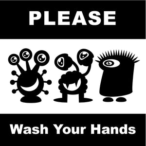 Please Wash Your Hands Bathroom Sign with Germs by NewsKeepsake