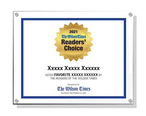 Wilson Times "Readers' Choice" Award - Acrylic Standoff